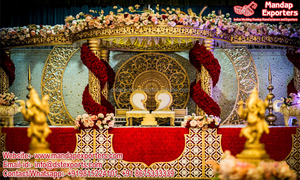 คลาสสิกทองตกแต่งงานแต่งงานMandapโกลเด้นแกะสลักแต่งงานMandapและตกแต่งแนวโน้มงานแต่งงานโกลเด้นซาฮาราMandap - Product Image 4