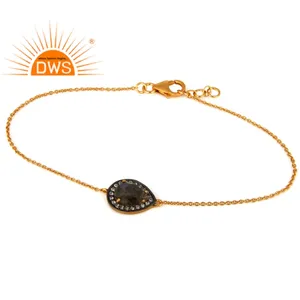 Bracelet indien en Labradorite et Zircon, ensemble de bijoux plaqué or 18k, argent 925, vente en gros - Product Image 1