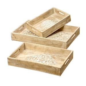 Plateau de service en bois de forme rectangulaire classique Simple plateau de service décoratif fait à la main plat de service abordable - Product Image 4