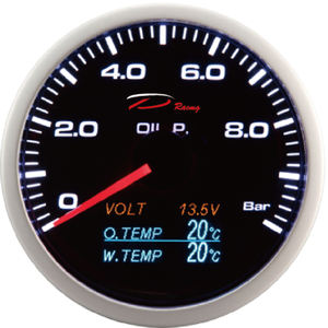 Medidor de presión de aceite, 60mm, blanco, movimiento de motor paso a paso japonés - Product Image 1