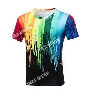 2022 New Großhandel Herren Paint Dripping T-Shirt mit Rundhals ausschnitt-Sublimation T-Shirt Color mix