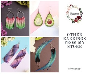 Pendientes de plumas de pavo real, pendientes de aro con flecos, aretes Extra largos, pendientes de aro con cuentas de semillas, aretes de flecos con cuentas, estilo bohemio - Product Image 1