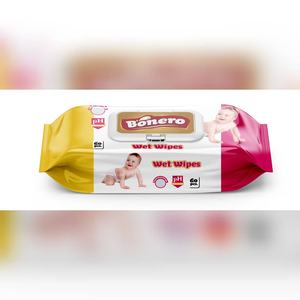 Lingettes pour bébés non allergiques sans alcool de vente chaude 60 pièces sans danger pour les peaux sensibles lingette humide en tissu non tissé pour les soins quotidiens de la peau - Product Image 1