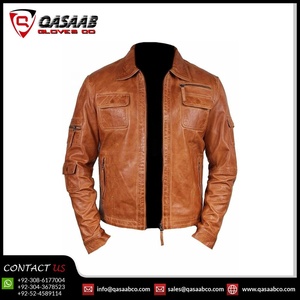 Manches longues hommes Vintages Tan-marron PU cuir mode haute qualité hiver Longed fermetures éclair manteau vestes - Product Image 3