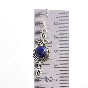 Boucles d'oreilles en argent sterling avec pierres précieuses Lapis Lazuli bleu naturel élégantes à la mode pour les fêtes de mariage grand cadeau de grossiste - Product Image 2