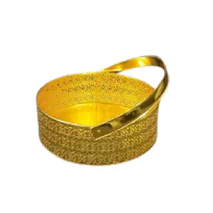 Cesta de metal dourado para aniversário e qualquer ocasião, cesta de presente barata
