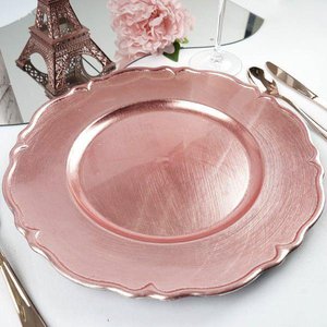 Plaque de chargement pour fêtes de mariage, assiette de chargeur en cuivre poli fait à la main, couleur or, pour hôtel et banquet, 1 pièce - Product Image 3