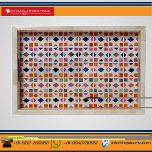 Bandeja de Resina con Mosaico, Plato Decorativo Hecho a Mano, con Asas, Organizador de Mesa Rústico, Decoración para Cocina y Comedor, Estilo Maximus - Product Image 2