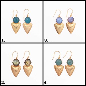 Boucles d'oreilles pendantes élégantes de luxe en gros faites à la main en Labradorite naturelle brute Boucles d'oreilles à la mode - Product Image 3