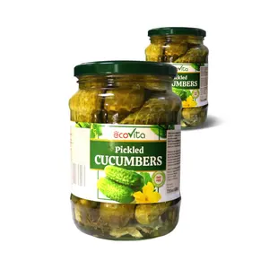 OFFRE SPÉCIALE Meilleure vente Vietnam Petite Taille Bébé Concombre Mariné/Cornichons/Cronichon Conservé Saumure Vinaigre 720ml Mason Jar