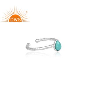 Pear Cut Arizona Turquoise Gemstone Hand hammered Fine <b>925</b> <b>Silver</b> <b>Ring</b> Jewelry Wholesaler - Product Image 3