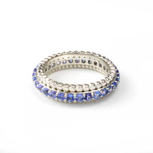 แหวนเงินแท้ 925 คุณภาพสูง ชุบโรเดียม ประดับด้วยพลอยแทนซาไนต์ธรรมชาติ 100% เครื่องประดับจากอินเดีย - Product Image 4