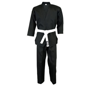Uniforme de Taekwondo ZEBRA SPORTS para Hombre, Ligero, Negro y Blanco, Cuello Alto, Algodón/Poliéster, Acanalado, Alta Calidad, Venta al Por Mayor - Product Image 4