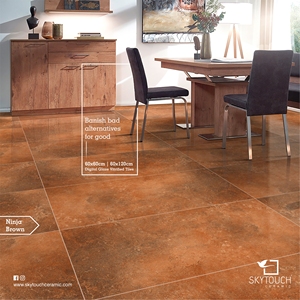 ¡Oferta! Baldosa de Cerámica Esmaltada Pulida de Estilo Rústico de Primera Calidad, Color Marrón, Aspecto de Villa Interior, Tamaños 600x600 y 600x1200, Porcelana - Product Image 5