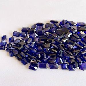 Saphir bleu de qualité AAA pierre précieuse en vrac coupe émeraude IGI certifié naturel avec traitement thermique - Product Image 4