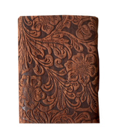 Journal relié vintage fleurs de jardin antiques en relief couleur marron cahier en cuir véritable journal en papier vierge journal