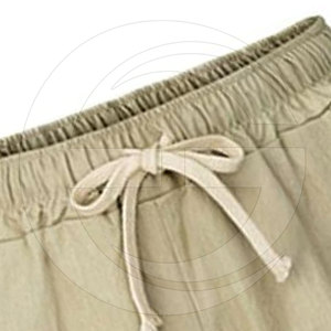 Women Elastic Waist Cotton Linen Casual <b>Shorts</b> With Draws in Khaki Color Women's High Waist Elastic <b>Woven</b> <b>Shorts</b> OEM Hot <b>Shorts</b> - Product Image 6