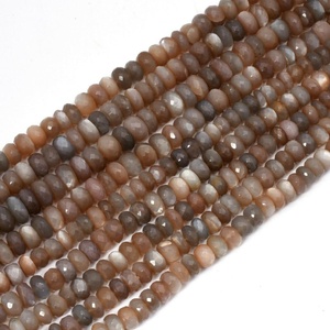 Naturel AAA Chocolat Café Pierre De Lune À Facettes Rondelle Perles Brin pour Bijoux Réglage Au Prix D'usine En Gros - Product Image 2