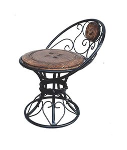 Silla redonda de madera y hierro de lujo para Decoración de mesa de comedor de Hotel, silla redonda de diseño moderno de color negro, uso para sala de estar, habitación de invitados - Product Image 3