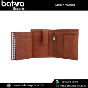 Men's Unique Vintage Bifold Card Holder <strong>Wallet</strong> Full Grain Genuine Leather Short Design RFID Protected Cotton <strong>Lining</strong> Custom Logo - Product Image 3