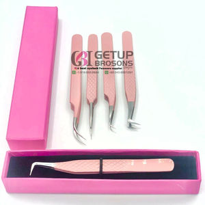 Wholesale New Different Style Peach Powder Coating Silver Tip <b>Eyelash</b> Extension Tweezers Stainless Steel Custom Logo <b>Beauty</b> <b>Tool</b> - Product Image 1
