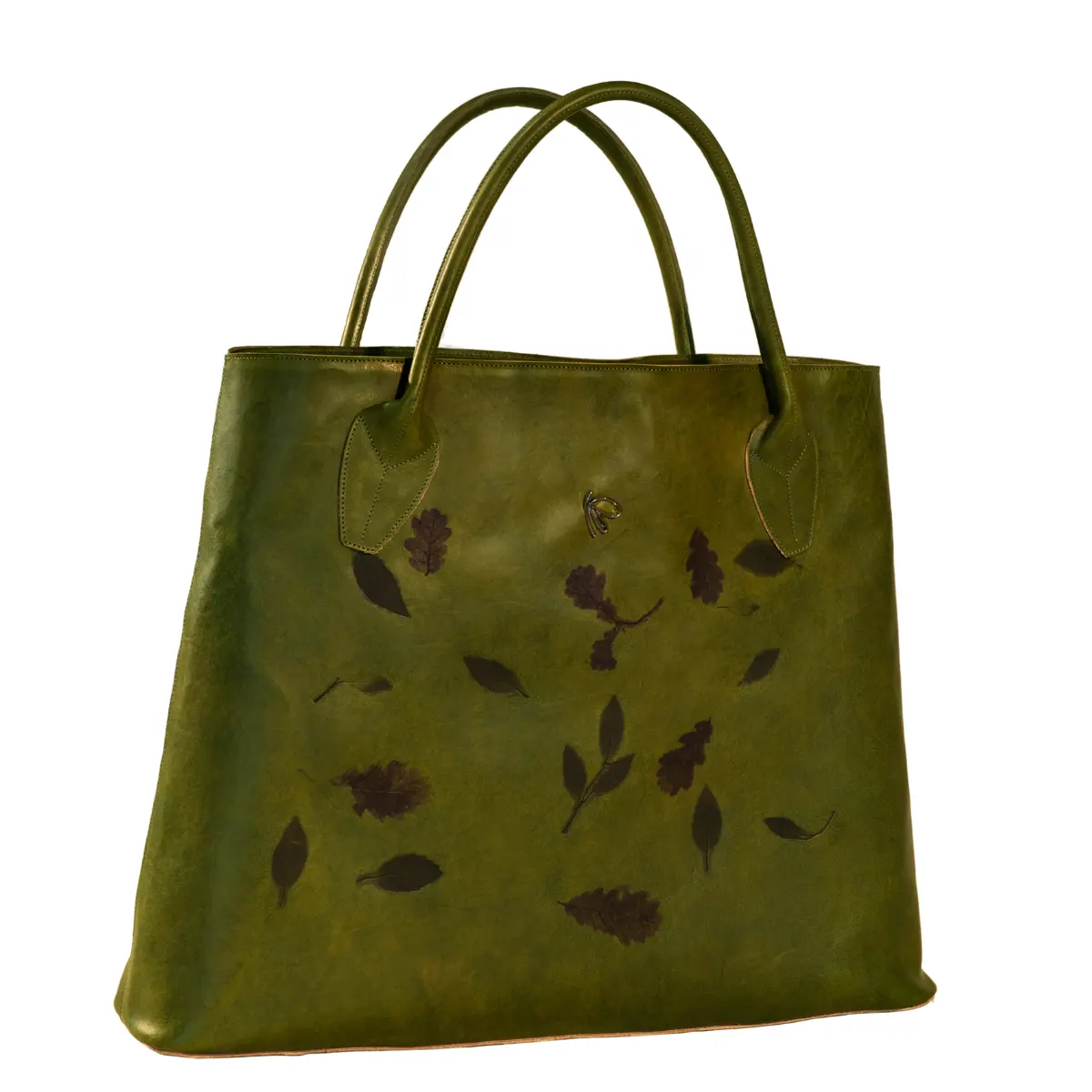 Высококачественная итальянская женская сумка-тоут ручной работы из натуральной кожи с ручками NICOLE с впечатляющими листьями