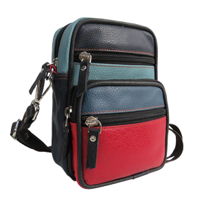 Bolso bandolera de viaje de cuero negro genuino con elegante cierre de cremallera - Product Image 1