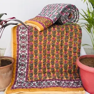 Hand Block Print Quilts 100% Cotton Stuffing Light Weight Quilts Indian Handmade Block Printed Quilts At Highly Discounted Price