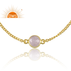 กำไลข้อมือโรสควอตซ์แท้ชุบทองคำ 18K เงินสเตอร์ลิง รุ่นล่าสุดปี 2026 สำหรับผู้หญิง จากผู้ผลิตเครื่องประดับ - Product Image 4