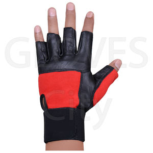Gants de musculation unisexes noirs en cuir synthétique respirant, durables, antidérapants, à demi-doigts, taille personnalisable, pour CrossFit et gym - Product Image 4