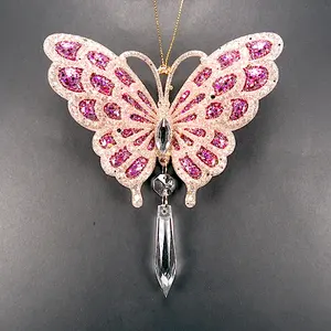 Ornement de papillon en or/violet/cuivre clair, décoration de nouvel an/noël/couleur cuivre acrylique