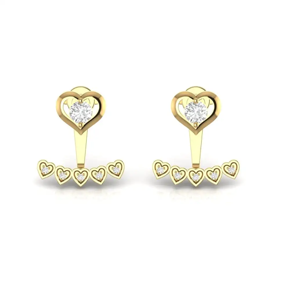 Minimalist Heart Real Diamond 0.52 TCW Stud Love Earrings For Women In 14kt White Yellow Rose Gold 4.41 grams Designer Jewelry