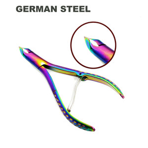 Professional German Steel PRO Cuticle Nipper Hangnail Cutter Trimmer Remover Curved Handle Wide Jaw Opening <b>Toes</b> Fingers - Product Image 5