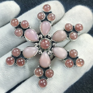 Multi Stone Pink Opal Gemstone Silver Handmade Ring Wholesale Supplier For Solid 925 Sterling Silver Statement Ring Jewelry ODM - Product Image 2