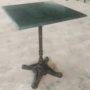 Newest design luxury economical coffee restaurant cast iron base and granite top table for sale at cheap price
