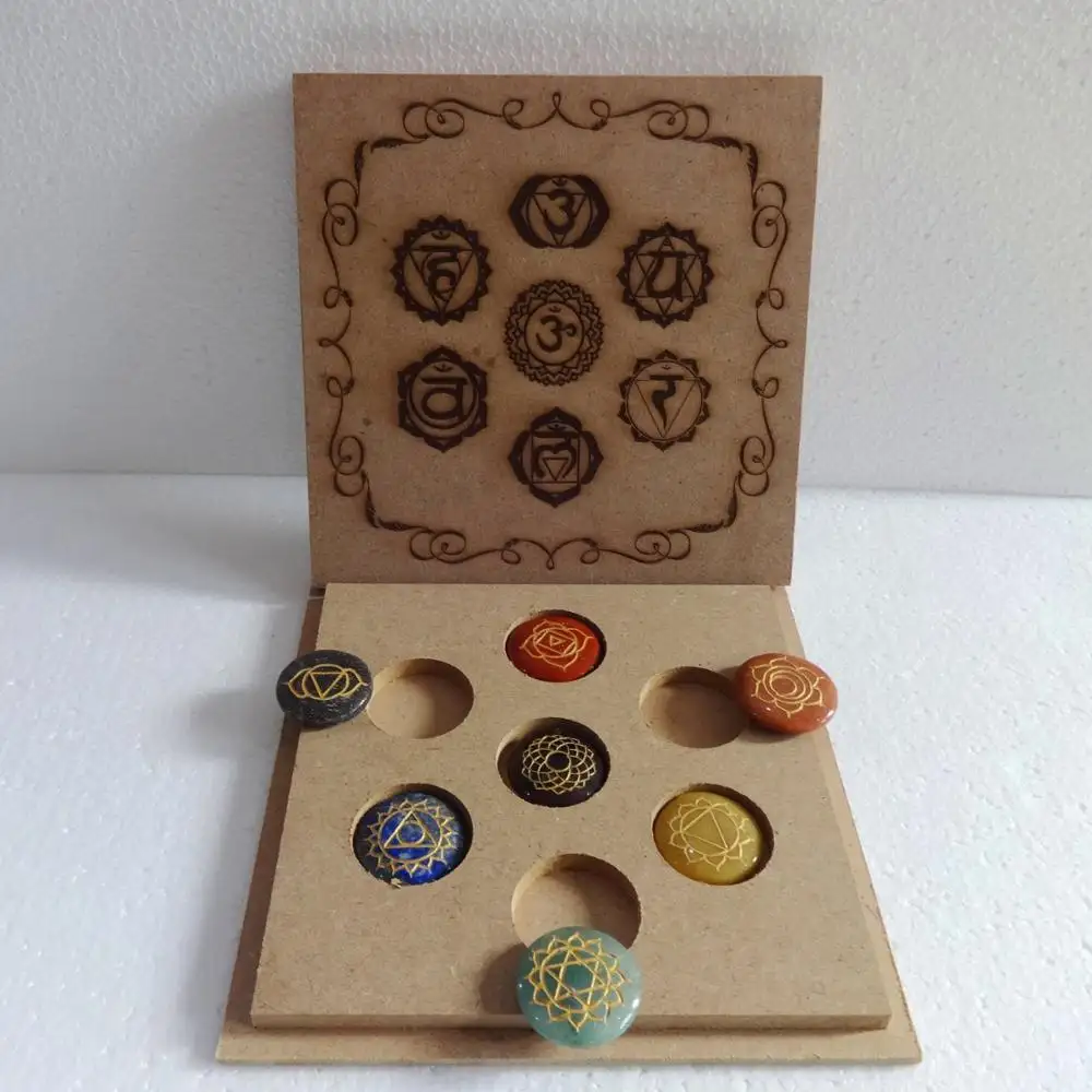 Оптовая продажа, набор чакр: набор чакр с гравировкой, чакра и санскрит, символьная коробка