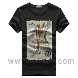 Camiseta personalizada de algodón con cuello redondo para fitness, patrón sólido con método de serigrafía, camiseta lisa con logotipo - Product Image 2