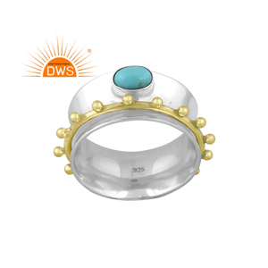 Anillo de banda de piedras preciosas turquesas de Arizona Natural de Plata de Ley 925, joyería para mujer, regalo para ella - Product Image 1