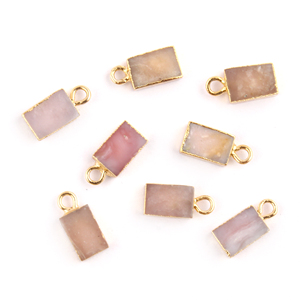 เครื่องประดับน้ำหนักเบาเครื่องประดับรูปทรงสี่เหลี่ยมผืนผ้าสีพีชมูนสโตนชิ้นเล็กๆตามธรรมชาติตัวเชื่อมต่อชุบทองแบบ DIY จี้เดี่ยวตัวเชื่อมต่อ - Product Image 1