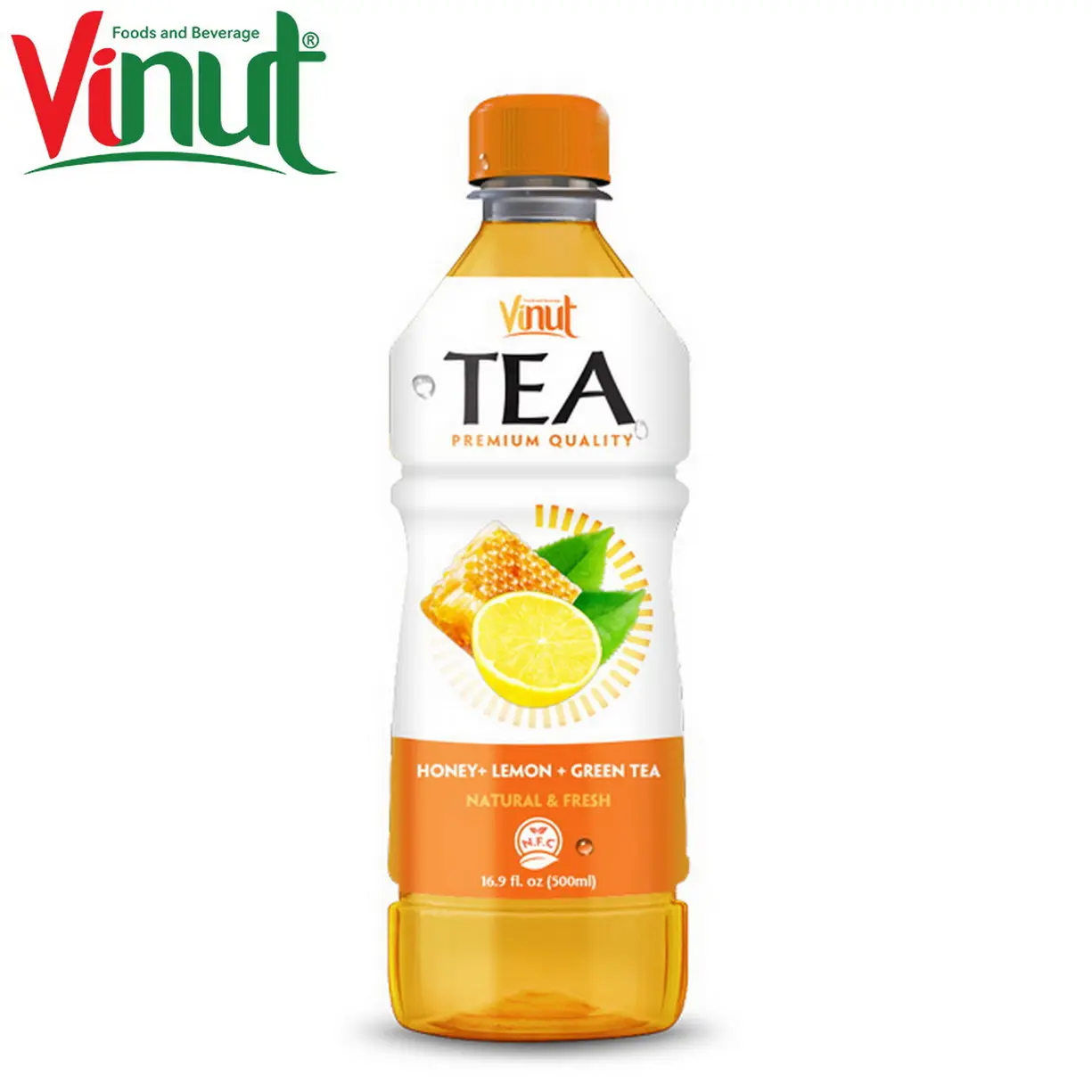 500ml VINUT Factory Direct Sale bottle Beverage Development Fresh Green tea with Honey Lemon Manufacturer in Vietnam