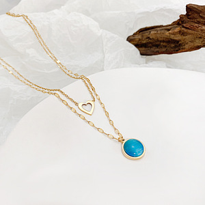 Collier à pendentif superposé pour femmes, acier inoxydable 316L plaqué or, pierre naturelle de haute qualité, romantique, réglable, bijoux tendance - Product Image 2