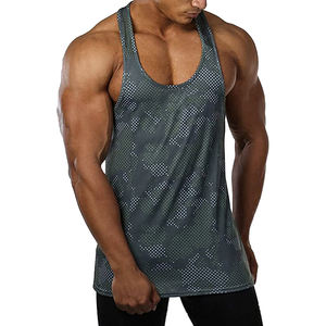 Camiseta sin mangas de gimnasio para hombre personalizada al por mayor transpirable algodón poliéster Material Casual Fitness deportes entrenamiento chaleco correr tejido - Product Image 6