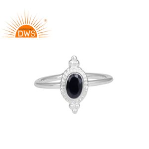 Bague ajustable en argent sterling 925 pour femme, bijou fait à la main, pierres précieuses, spinelles noires naturelles, empilables, vente en gros - Product Image 1