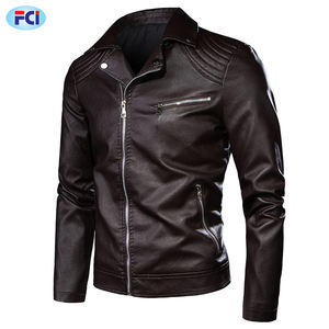 Veste en cuir tendance hiver homme, coupe-vent dernier cri avec col montant, coupe ajustée, en vente - Product Image 2