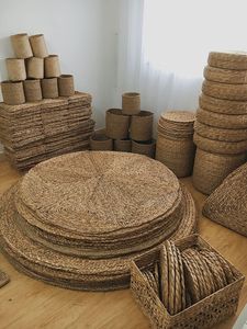 Premium Natural Rattan Placemats Woven Charger <b>Plates</b> 33cm Heat Resistant Table <b>Mats</b> for Dining - Macy - Product Image 2