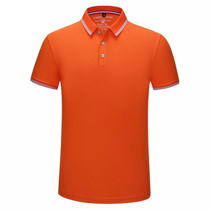 Polo de algodón rojo de manga corta para hombre, con cuello a rayas en contraste, informal, tejido, cómodo, de calidad de exportación, ecológico. - Product Image 6