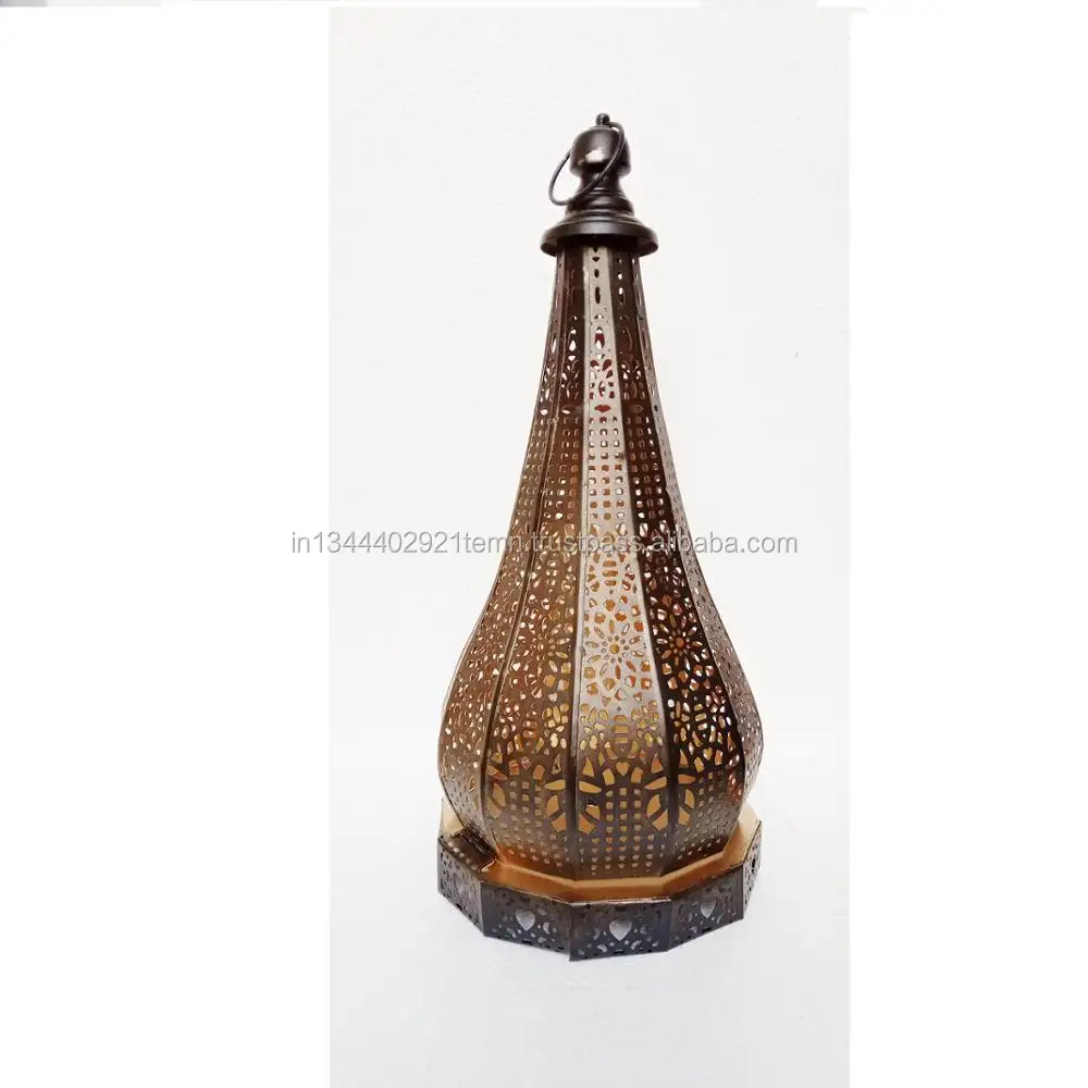Lanterne di candela in metallo con taglio laser personalizzato lanterna di bambù design antico decorazioni per la tavola lanterne di candela