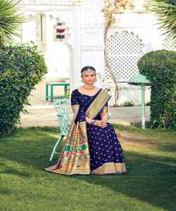 Banarasi Soie Jacquard Saree avec Chemisier Femmes Porter Dames Fête Festival Usage Quotidien Doux Coton Soie Sari En Gros Bas Prix Vêtements - Product Image 5