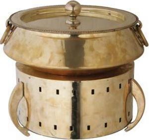 Vintage Style Brass Chafing Dish Circular Gold <b>Warming</b> Equipment - Product Image 1