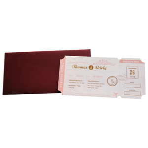 การ์ดเชิญสีชมพูสำหรับตกแต่งงานแต่งงาน,แผ่นกระดาษสีชมพูปรับแต่งได้ลายพิมพ์โลโก้ออกแบบรูปลอก - Product Image 1